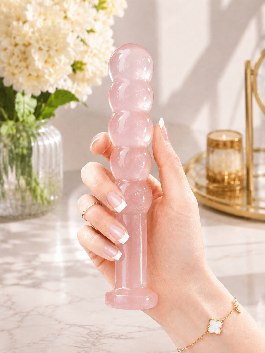 Auracrystal Orbis Rose Quartz Crystal Massage Wand