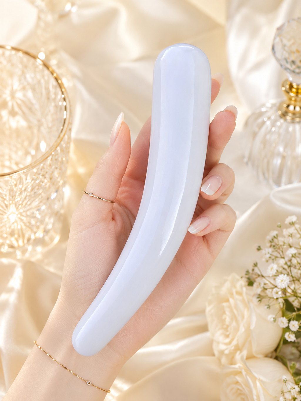 Auracrystal Eros White Jade Crystal Massage Wand