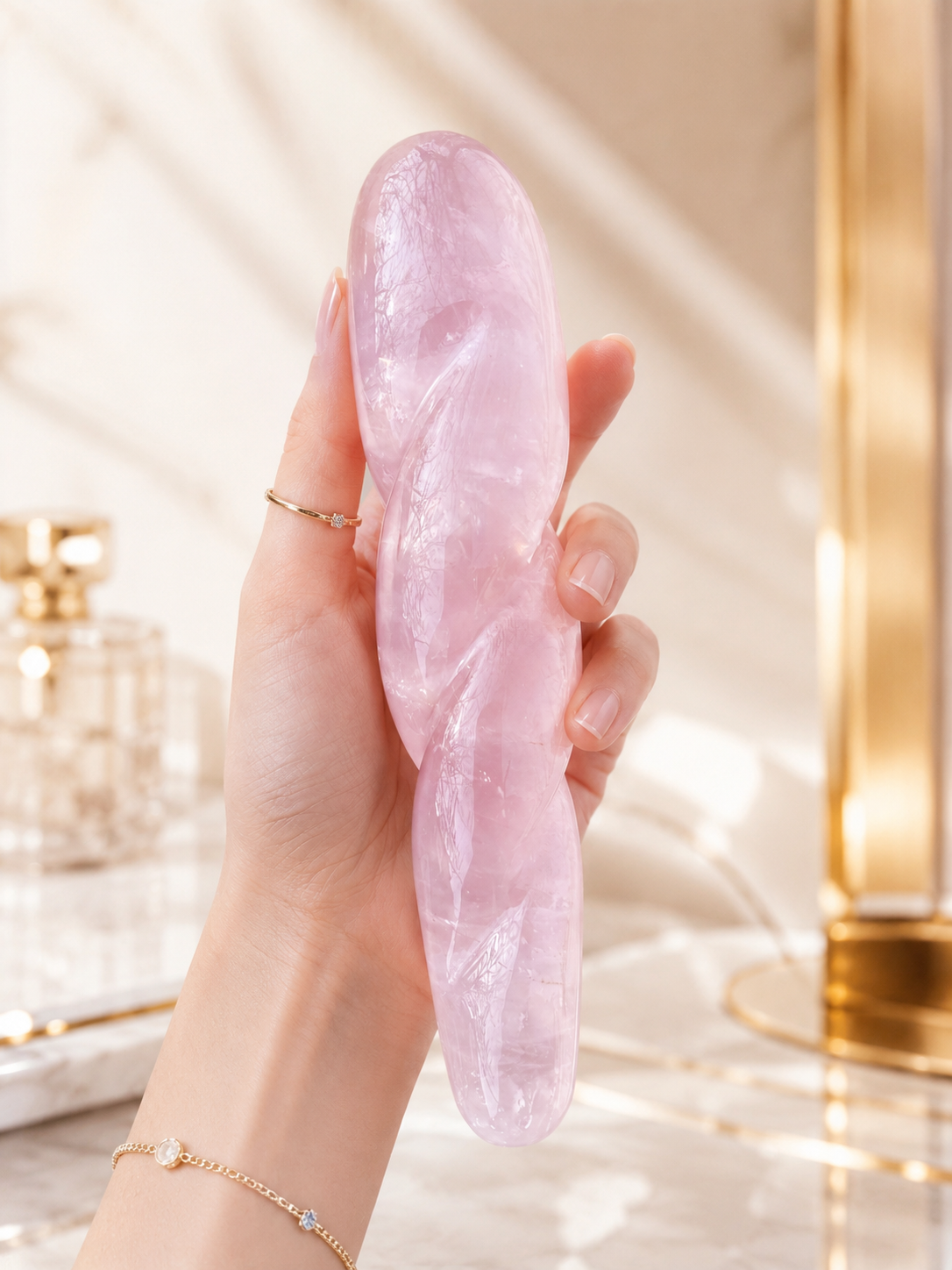 Auracrystal Helix Rose Quartz Crystal Massage Wand