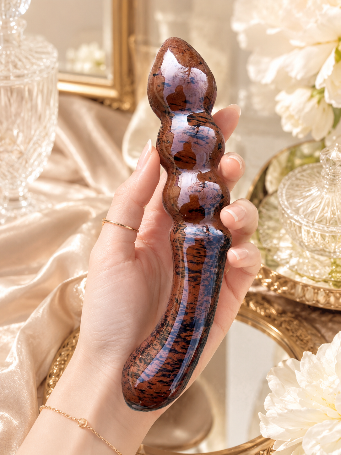 Auracrystal Nyx Mahogany Obsidian Crystal Massage Wand