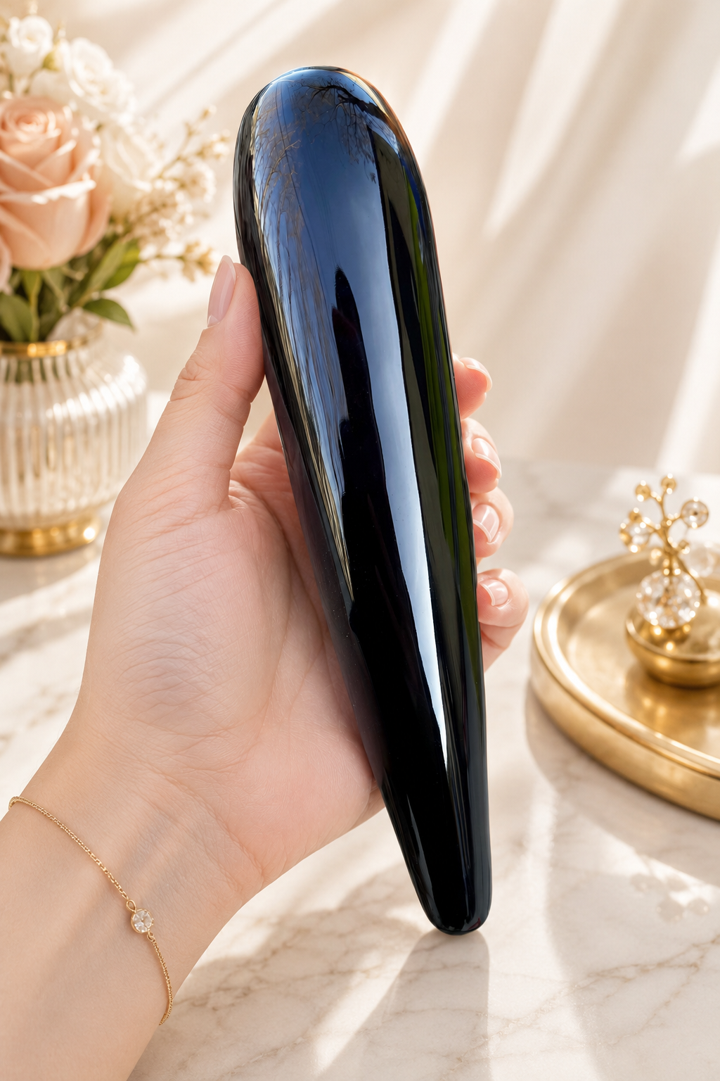 Auracrystal Thanatos Obsidian Crystal Massage Wand