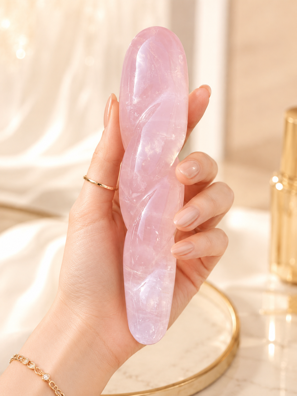 Auracrystal Helix Rose Quartz Crystal Massage Wand