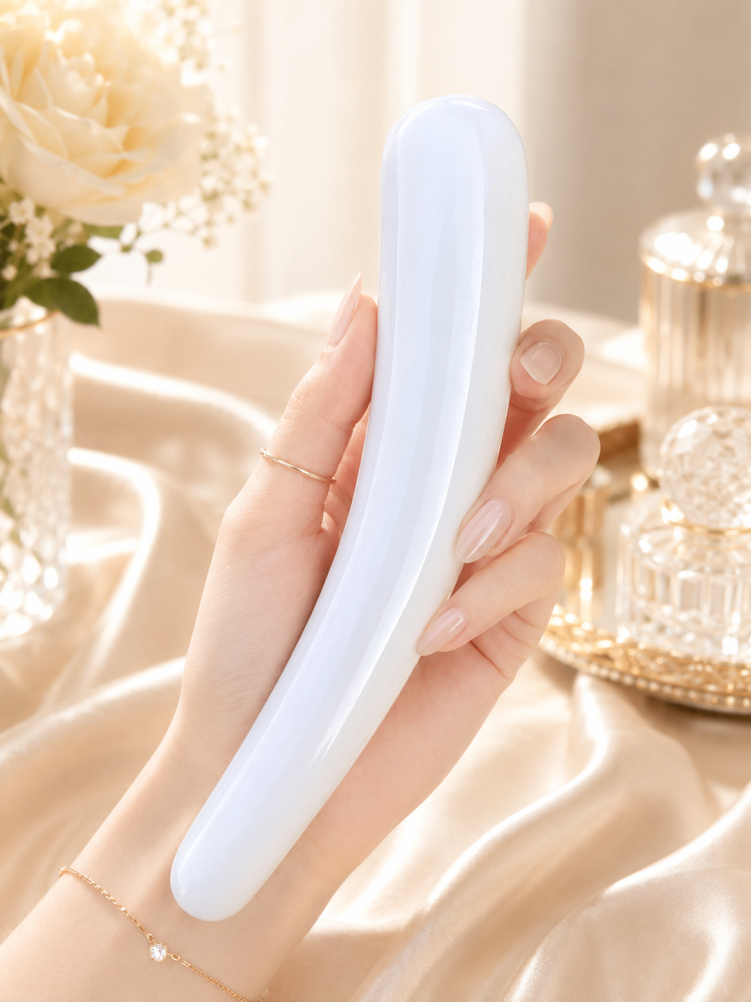 Auracrystal Eros White Jade Crystal Massage Wand