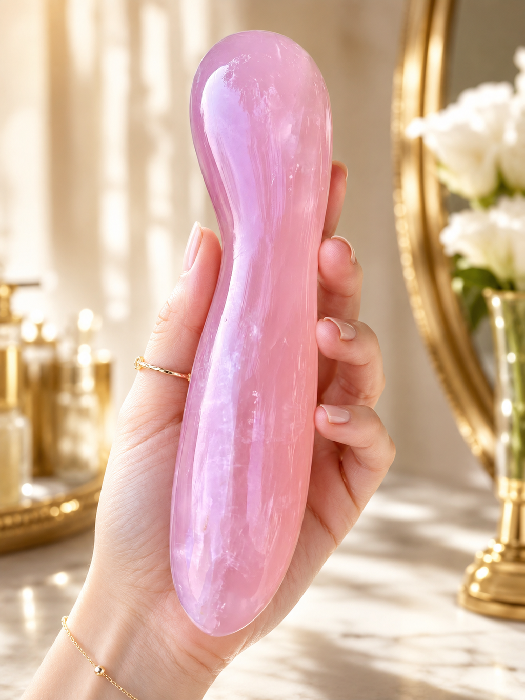 Auracrystal Ananke Rose Quartz Crystal Massage Wand