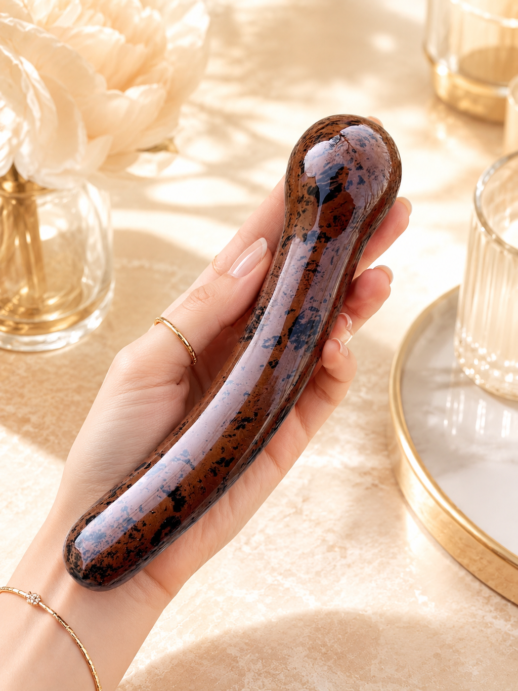 Auracrystal Hedone Mahogany Obsidian Crystal Massage Wand