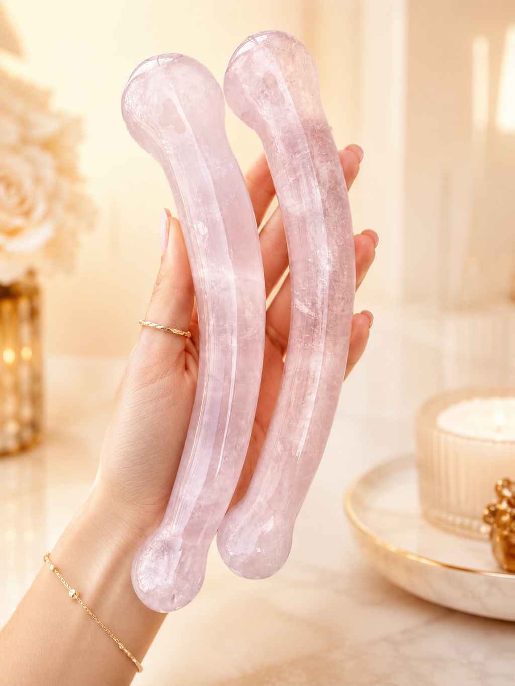 Auracrystal Arcadia Rose Quartz Crystal Massage Wand