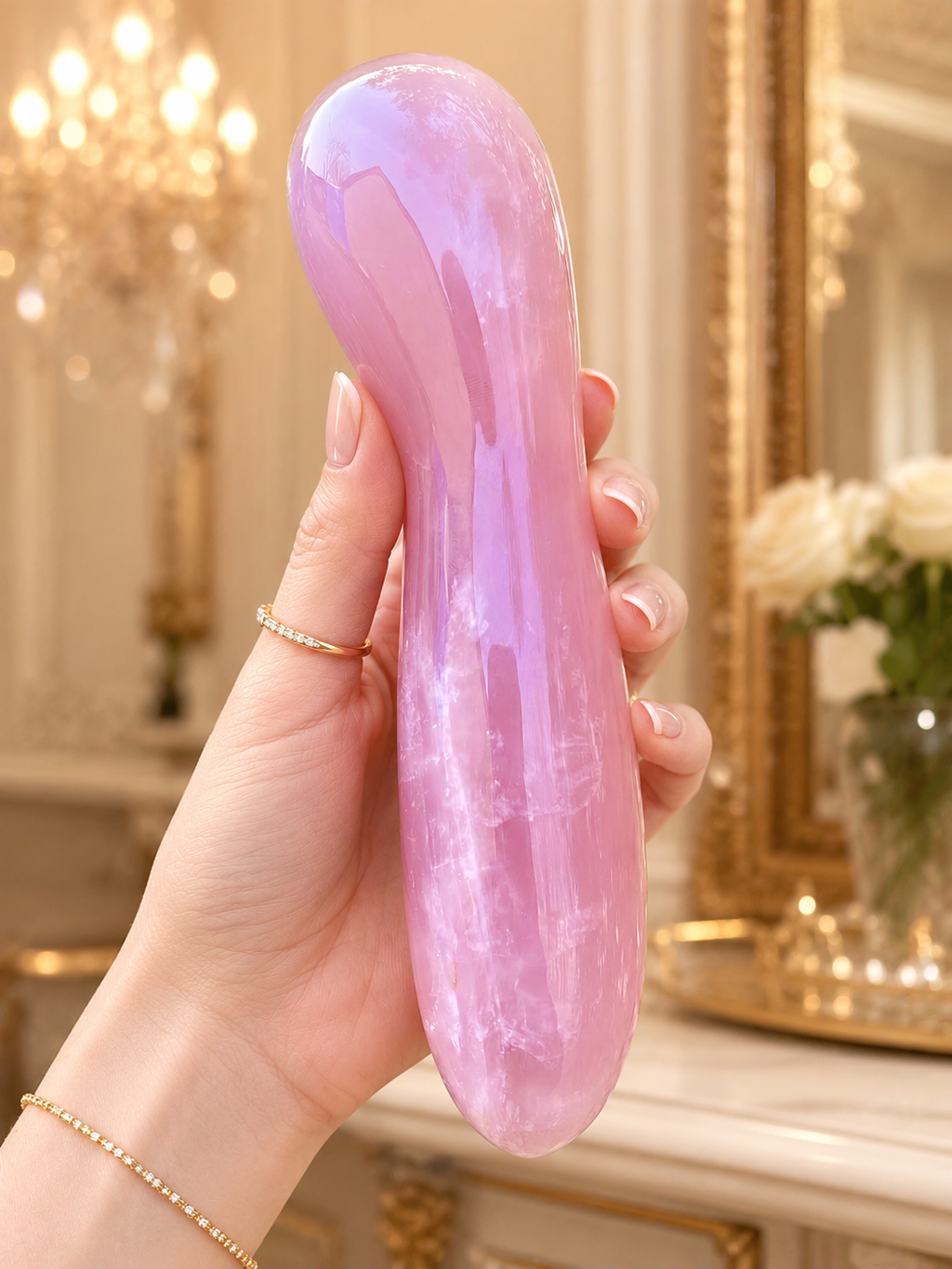 Auracrystal Ananke Rose Quartz Crystal Massage Wand