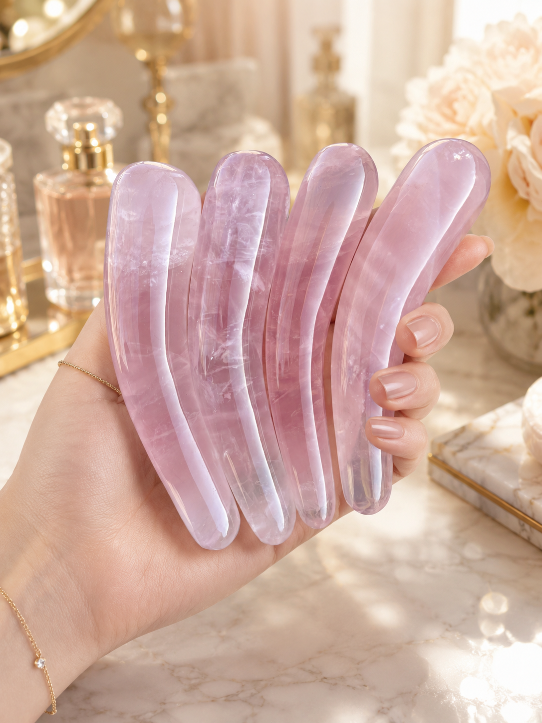 Auracrystal Aeon Rose Quartz Crystal Massage Wand