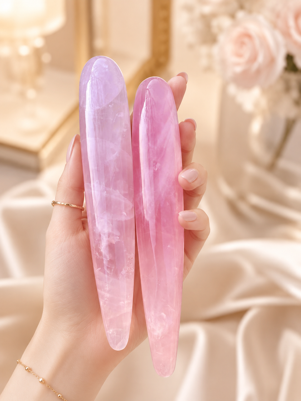 Auracrystal Euphoria Rose Quartz Crystal Massage Wand