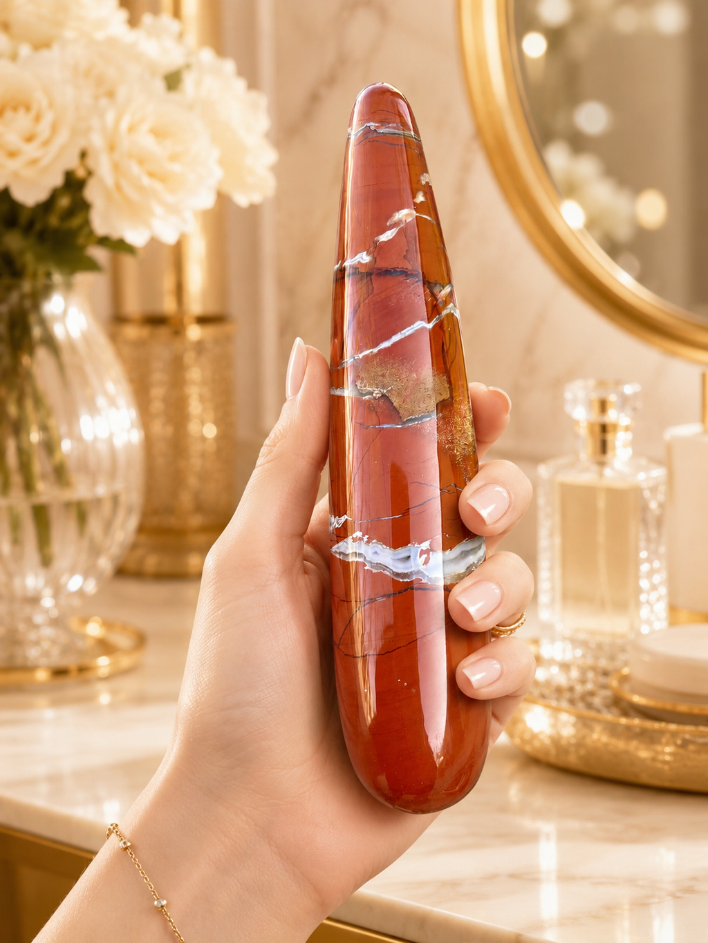 Auracrystal Pyrrhos Red Jasper Crystal Massage Wand