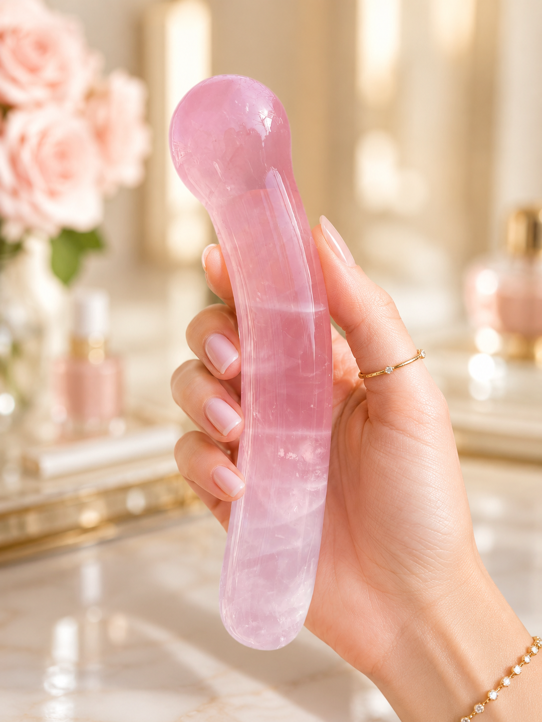 Auracrystal Hedone Rose Quartz Crystal Massage Wand