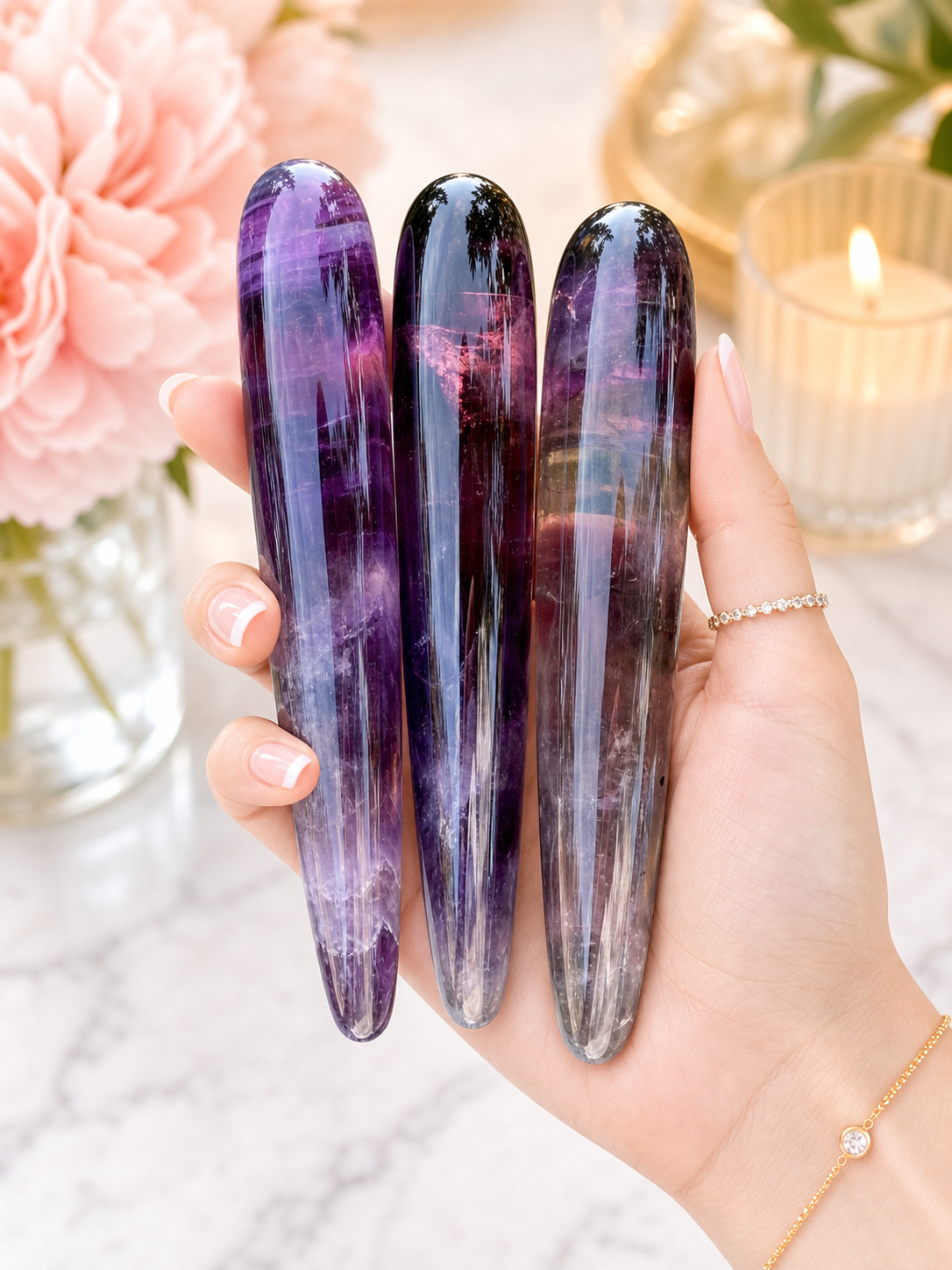 Auracrystal Amaranthos Amethyst Crystal Massage Wand