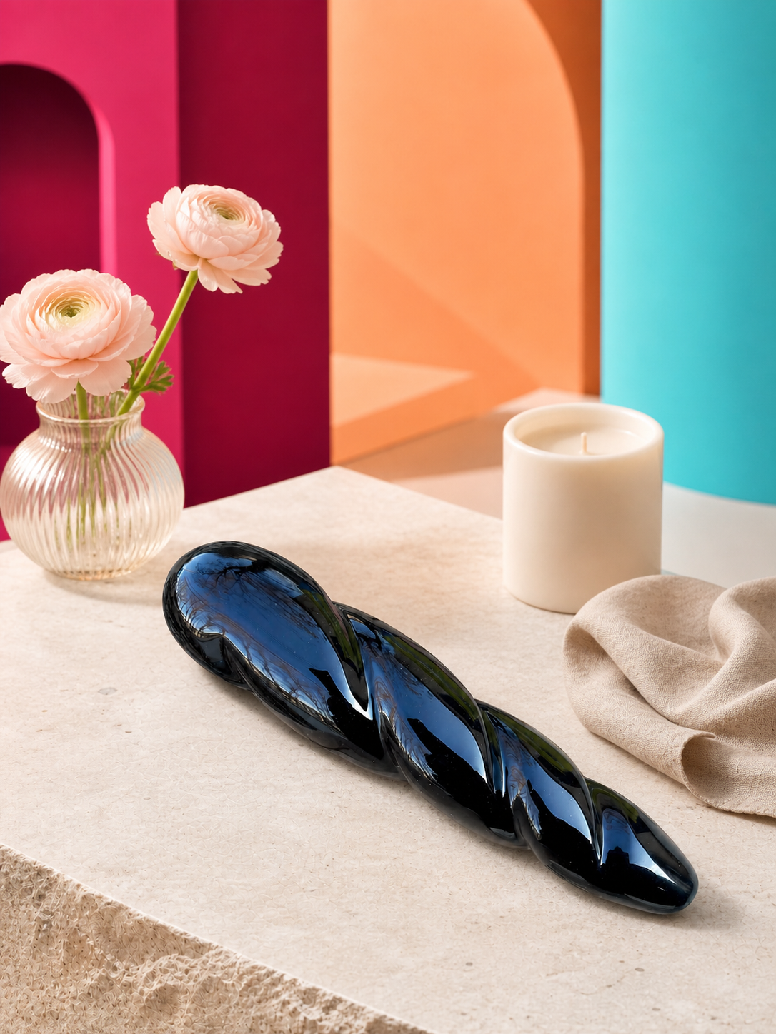 Auracrystal Helix Obsidian Crystal Massage Wand