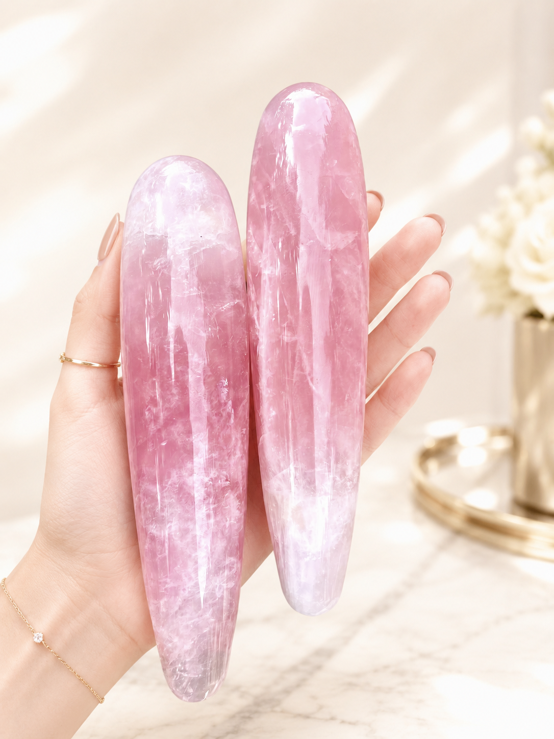 Auracrystal Euphoria Rose Quartz Crystal Massage Wand
