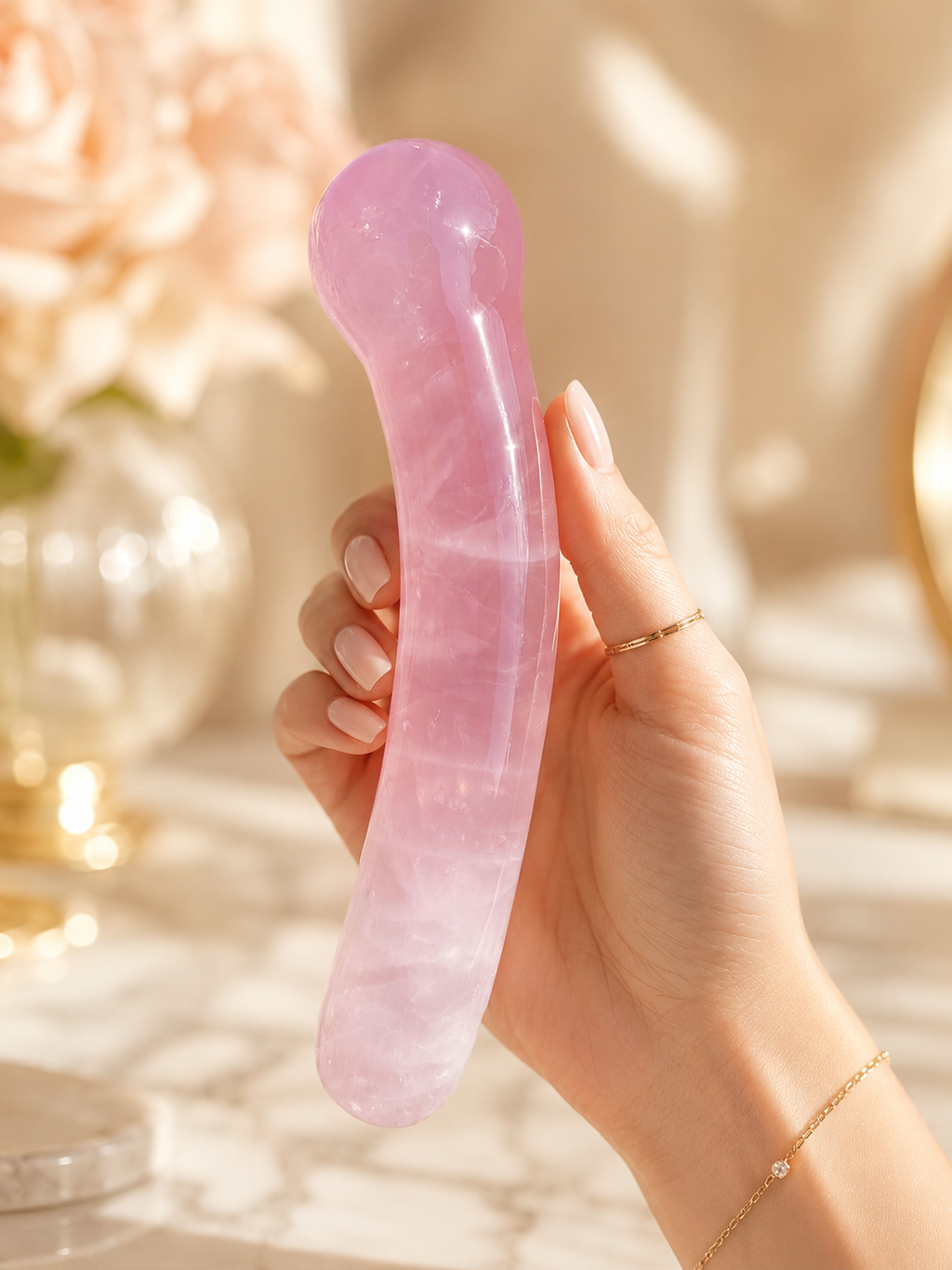 Auracrystal Hedone Rose Quartz Crystal Massage Wand