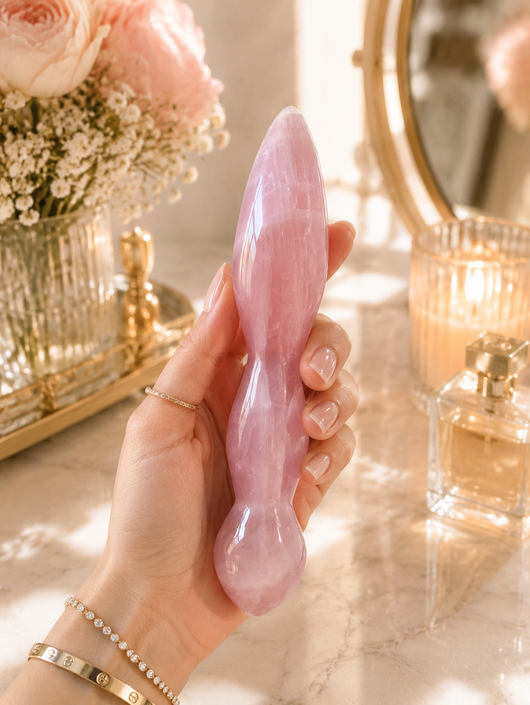 Auracrystal Eros Rose Quartz Crystal Massage Wand