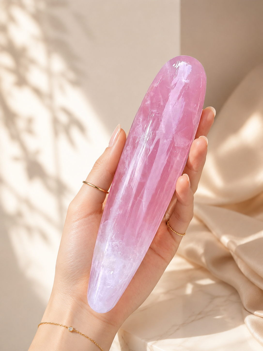 Auracrystal Euphoria Rose Quartz Crystal Massage Wand