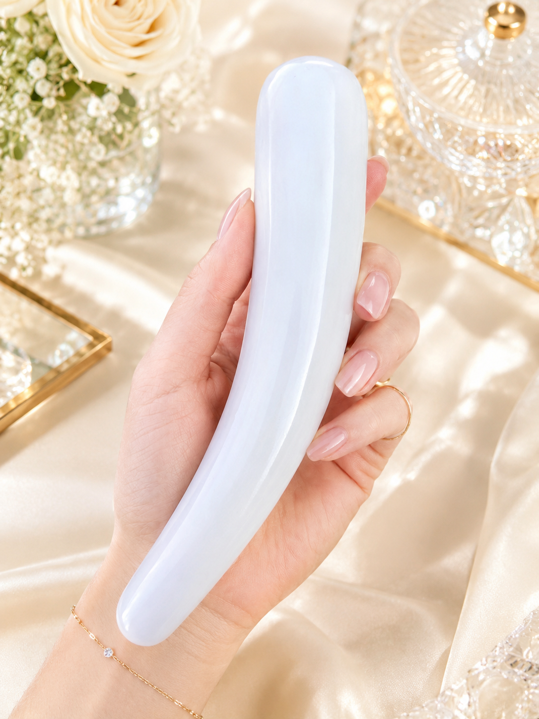 Auracrystal Eros White Jade Crystal Massage Wand