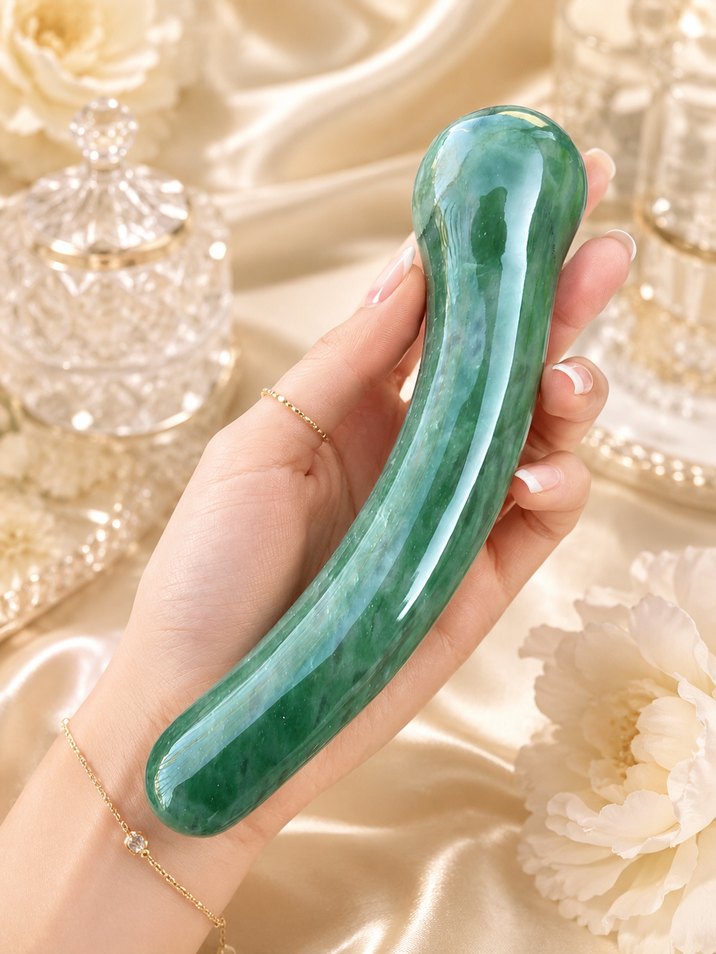 Auracrystal Hedone Green Jade Crystal Massage Wand
