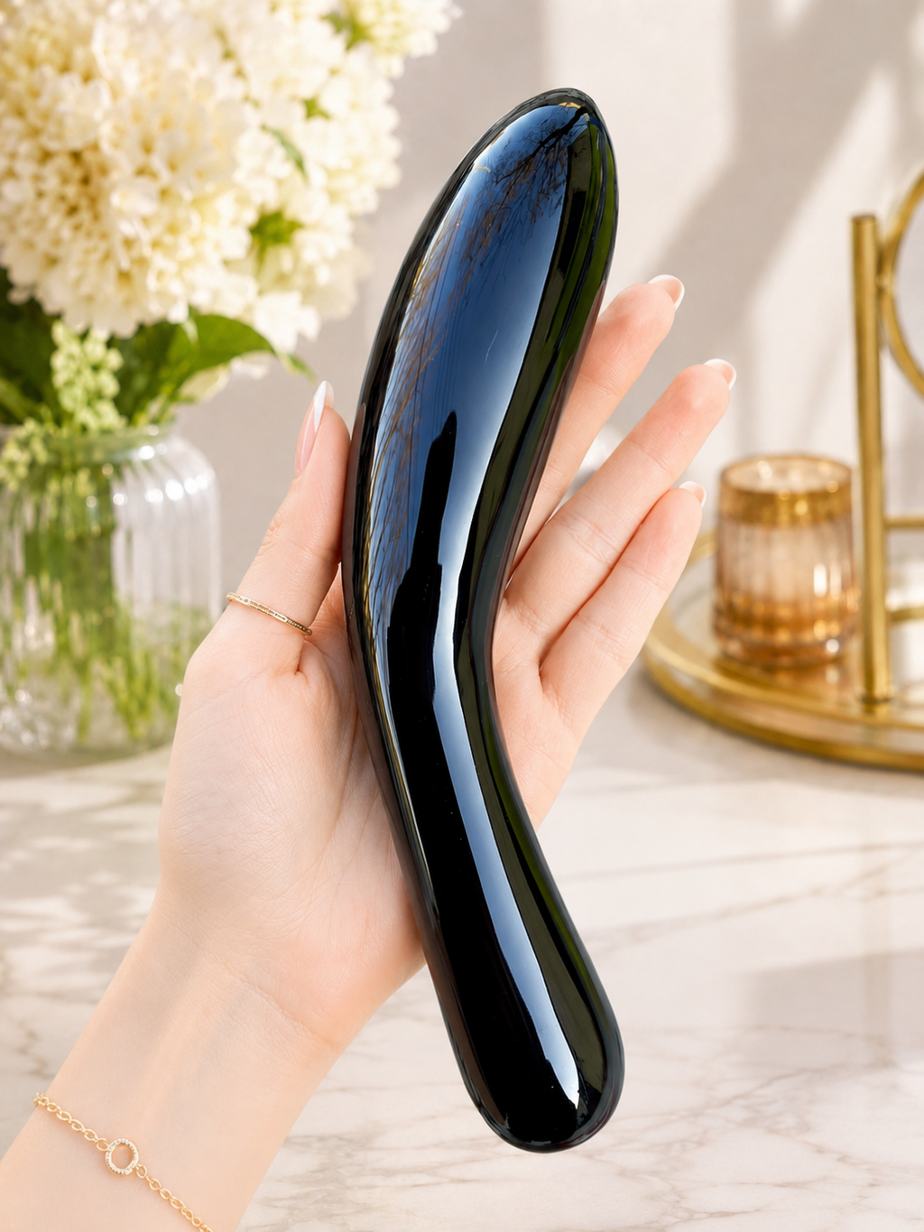 Auracrystal Phallos Obsidian Crystal Massage Wand