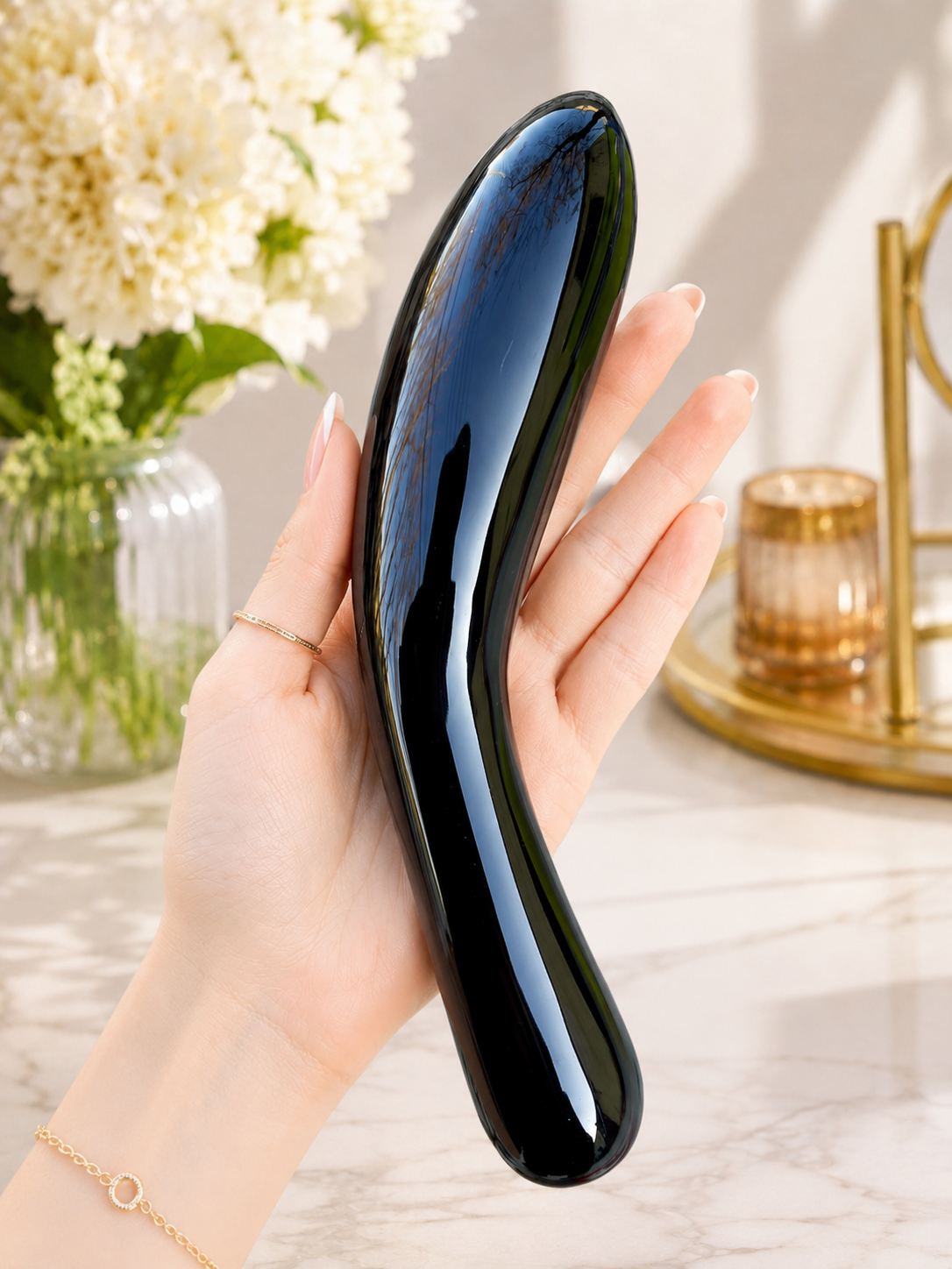 Auracrystal Phallos Obsidian Crystal Massage Wand