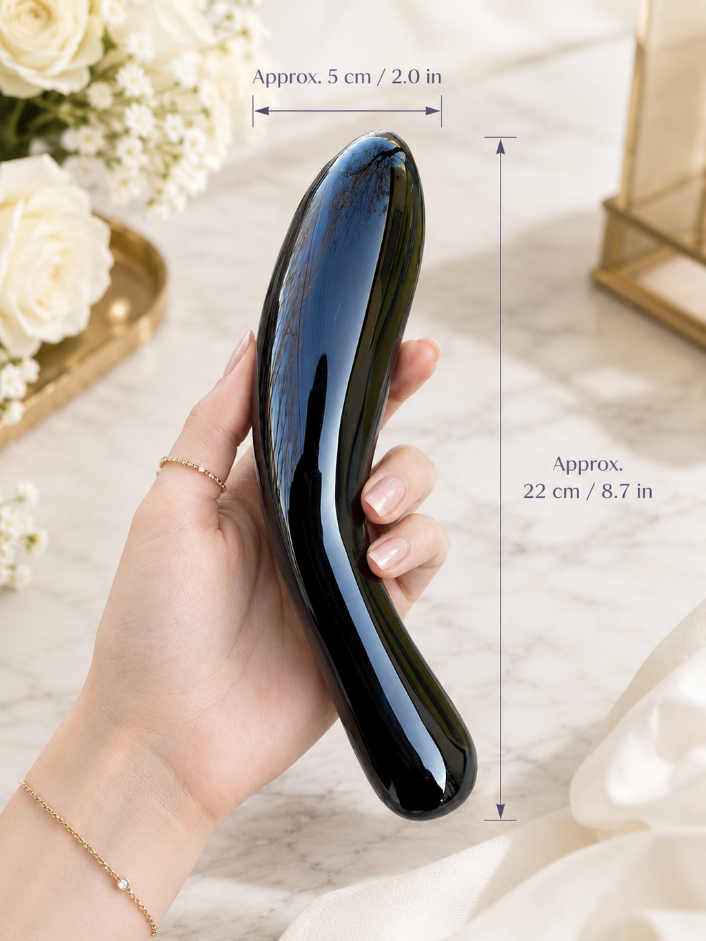 Auracrystal Phallos Obsidian Crystal Massage Wand