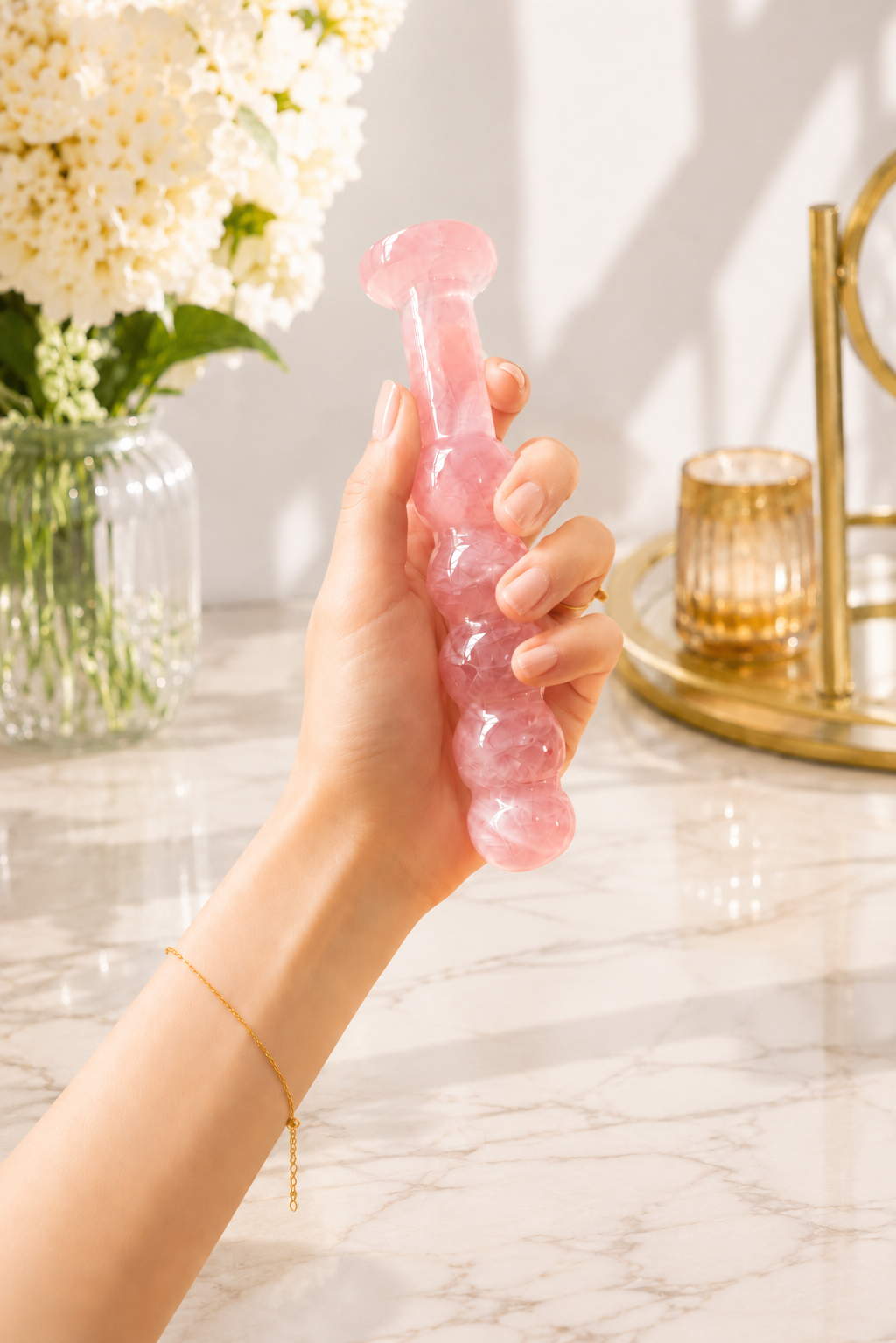 Auracrystal Orbis Rose Quartz Crystal Massage Wand