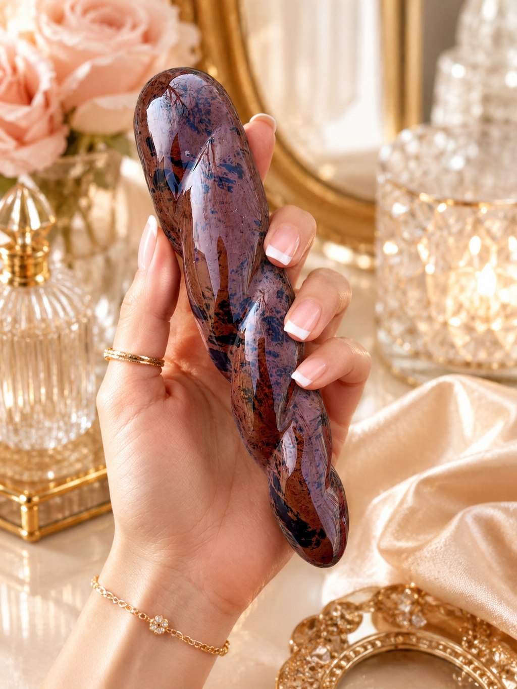 Auracrystal Helix Mahogany Obsidian Crystal Massage Wand