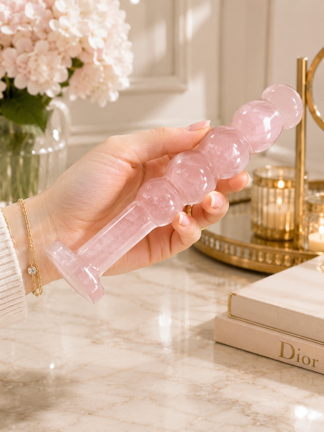 Auracrystal Orbis Rose Quartz Crystal Massage Wand