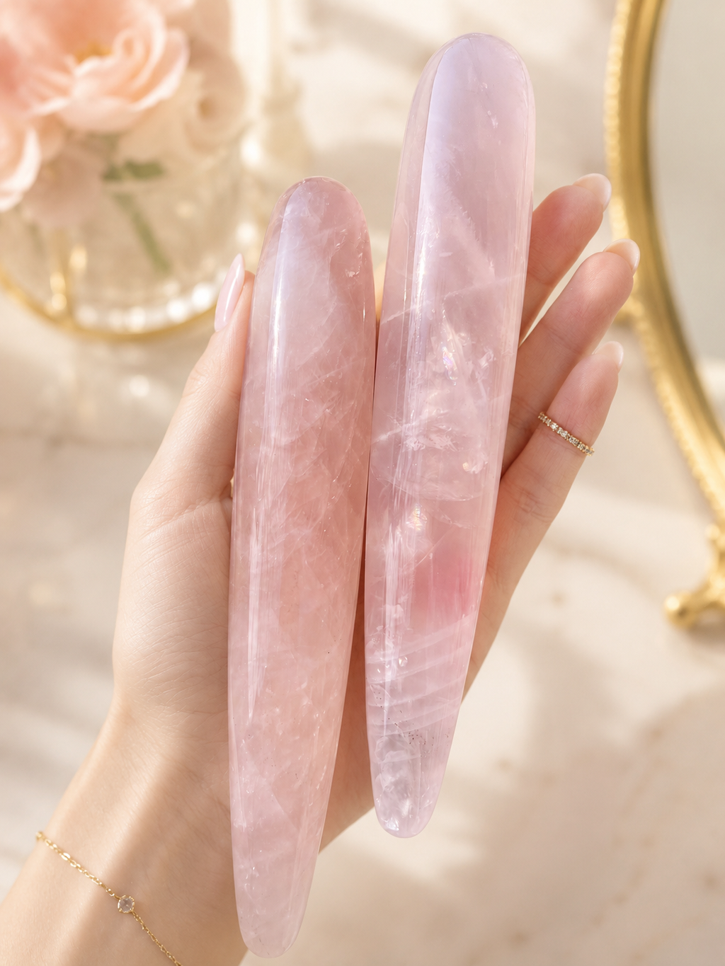 Auracrystal Euphoria Rose Quartz Crystal Massage Wand