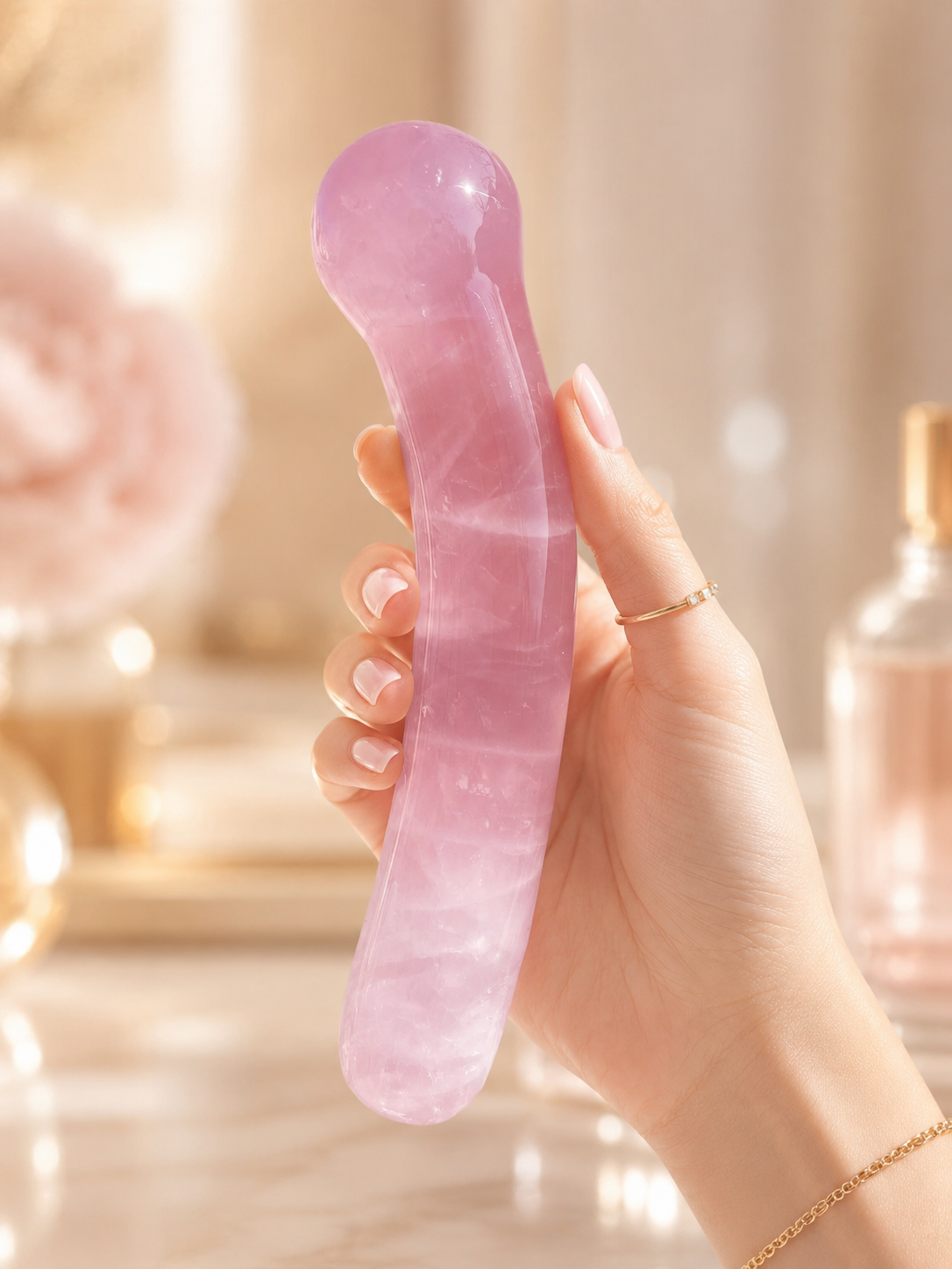 Auracrystal Hedone Rose Quartz Crystal Massage Wand